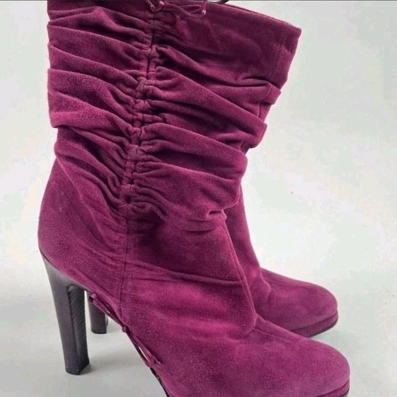 Gucci Tom Ford Collection 2004 Purple Suede Slouch Boots Women’s Size 10 - Picture 2 of 10